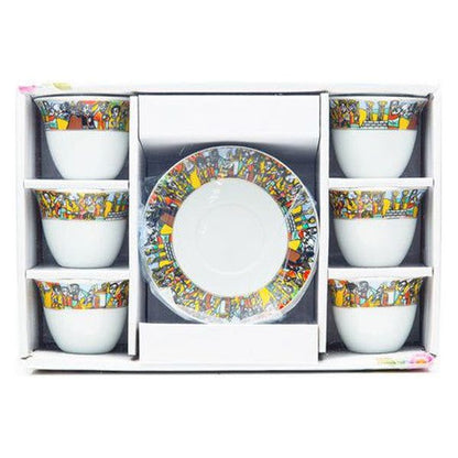 Coffee cups and coasters set of 6 decor Saba