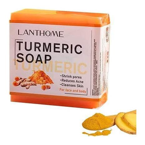 LANTHOME Health & Beauty Turmeric Soap Bar For Face & Body 3.53oz/100g