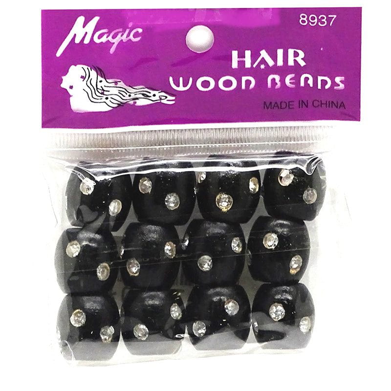 Magic Magic Hair Wood Beads mit Diamond (12 Stck.) #8937