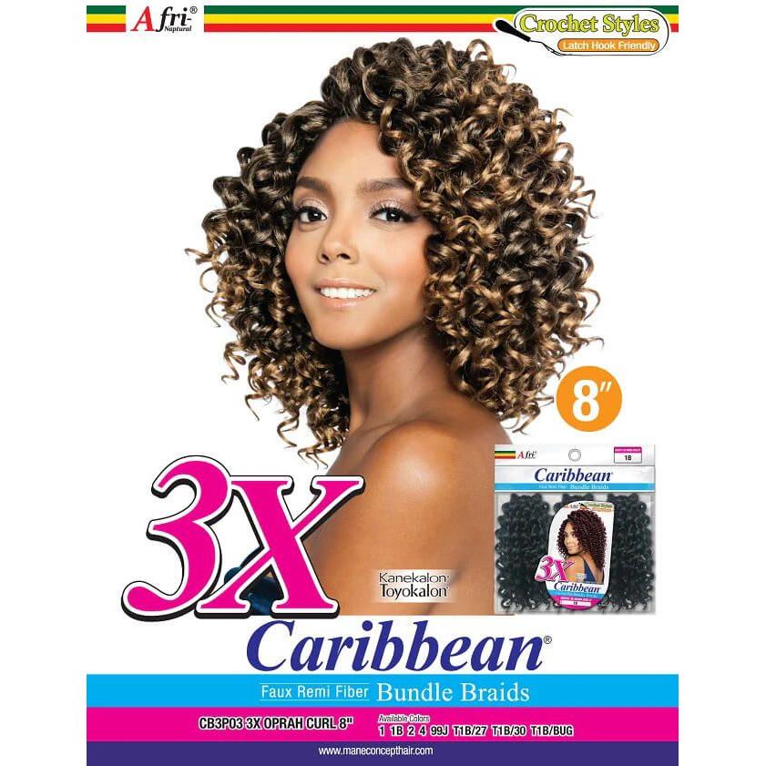 Mane Concept Health & Beauty Mane Concept Afri-Naptural Caribbean 3X Oprah Curl Crochet Braid Kanekalon + Toyokalon Fiber 8''