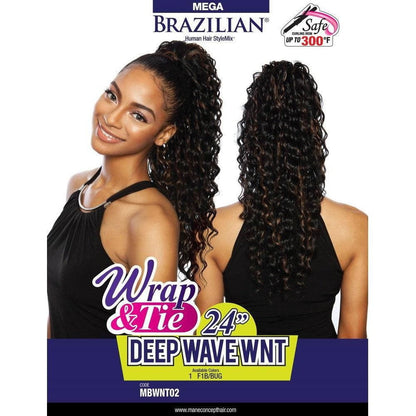 Mane Concept Health & Beauty Mega Brazilian Wrap-N Deep Wave Wint 24" - Blended Human Hair