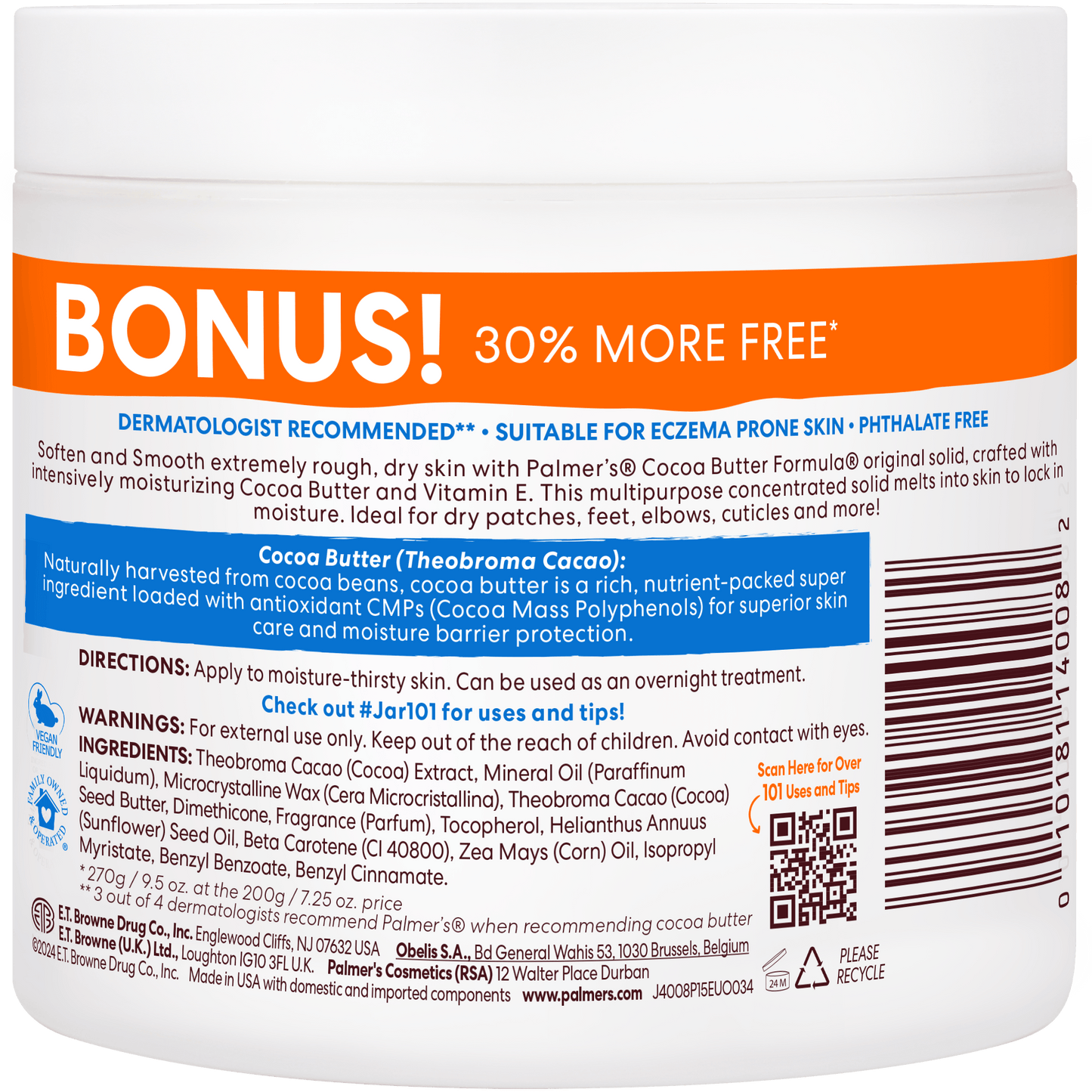 Palmer's Health & Beauty Palmer’s – Crème au Beurre de Cacao avec Vitamine E (100/200/270g)