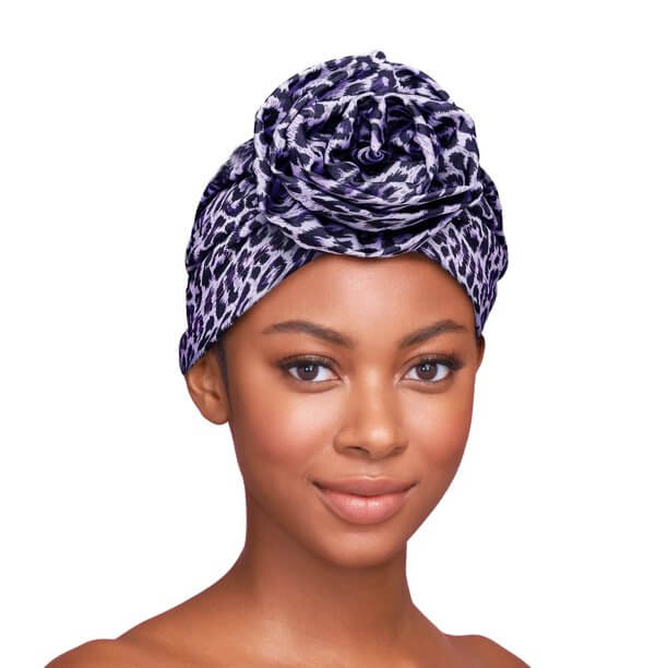 Red By Kiss Top Knot Pre-Tied Turban - Purple Leopard | gtworld.be 
