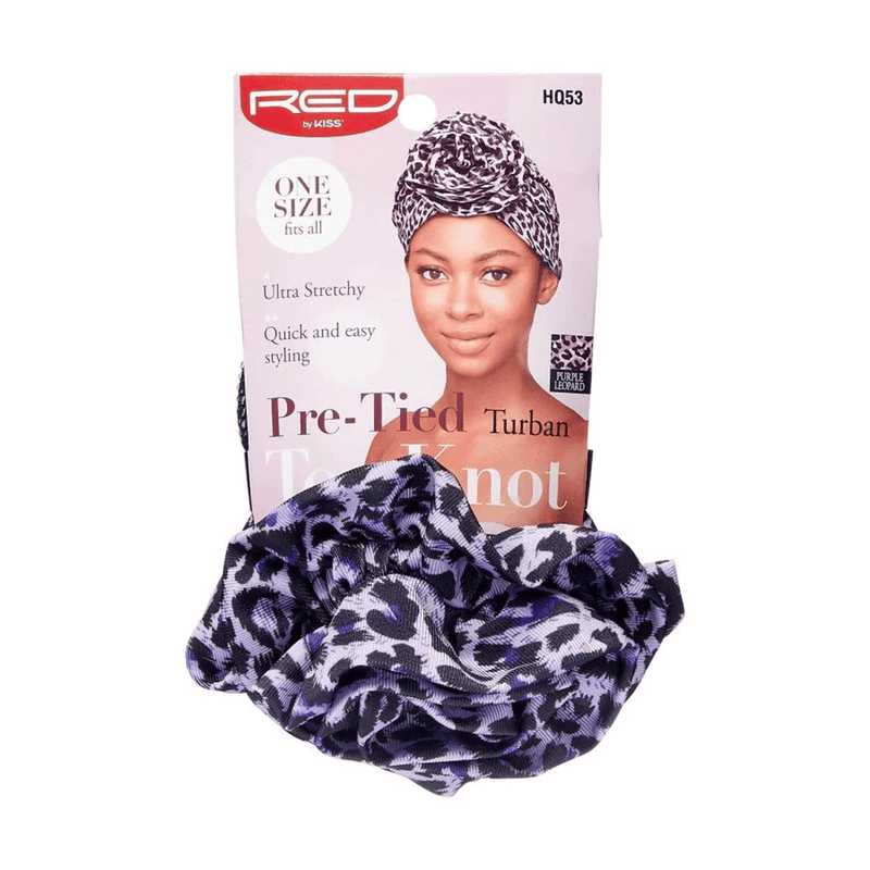 Red By Kiss Top Knot Pre-Tied Turban - Purple Leopard | gtworld.be 