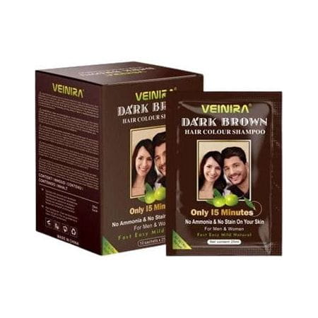 Veinira Health & Beauty Dark-Brown Veinira Hair Color Shampoo 10 Packs of 25ml