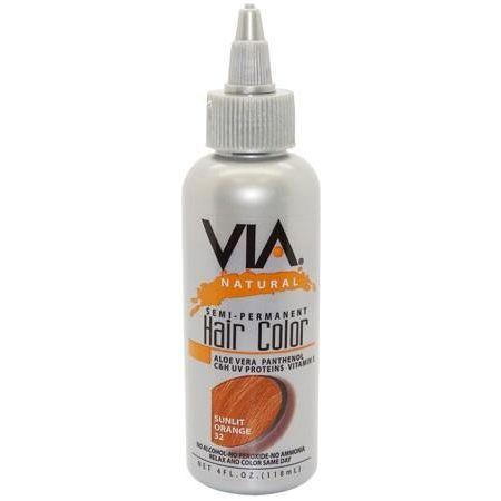 Via Natural Health & Beauty Via Hair Color Sunlit Orange 32 118ml Via Natural Semi-Permanent Hair Color 118ml