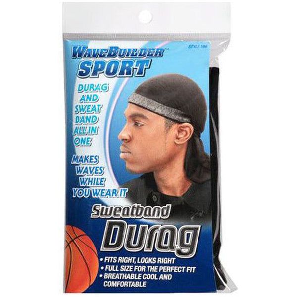 WaveBuilder Health & Beauty WaveBuilder Sweatband Durag - Black